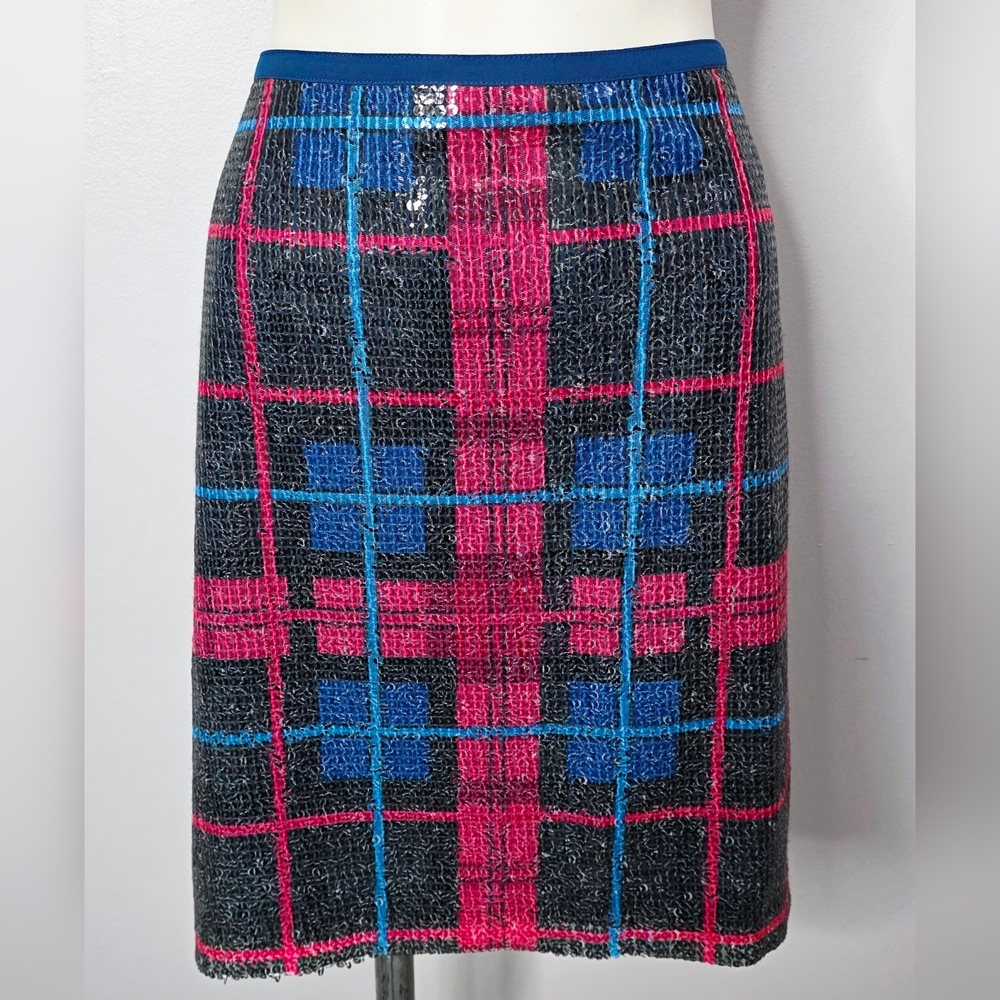Sequined Tommy Hilfiger Plaid Pencil Skirt - Pink, Blue, Black